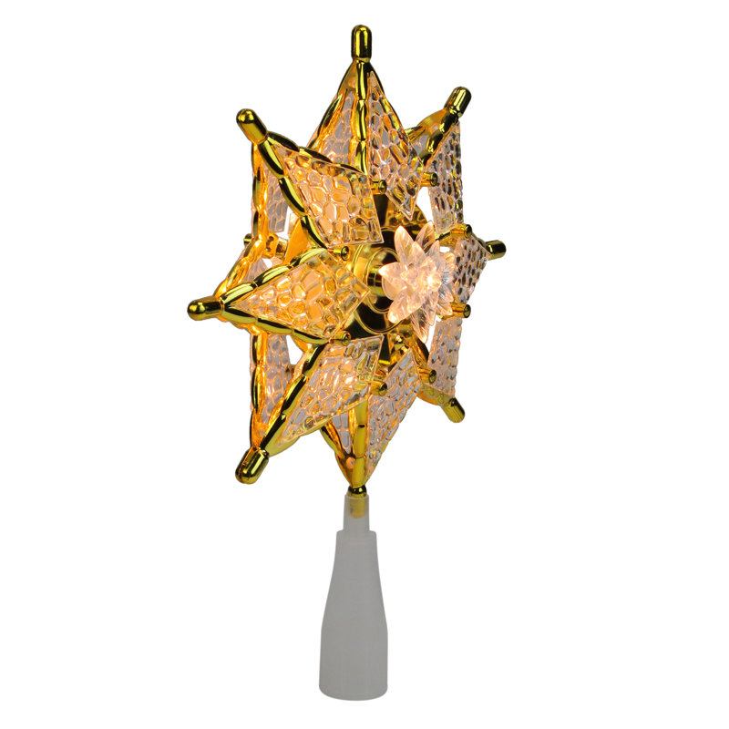 Décoration pour sommet de sapin en forme d'étoile à 8 pointes en cristal 8 "- lumières claires, Blanc