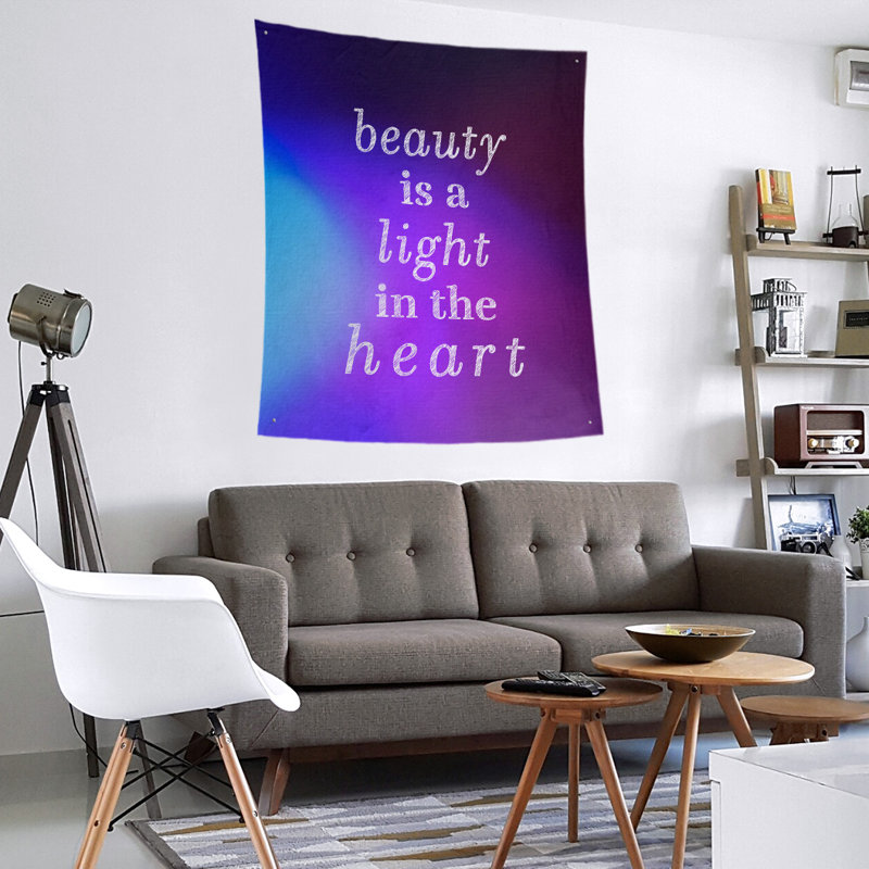 Tapisserie guillemet de beauté en polyester, Bleu / mauve, H 80 po x l 68 po
