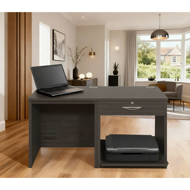Walshaw Solid Wood Base Writing Desk, Black Havana