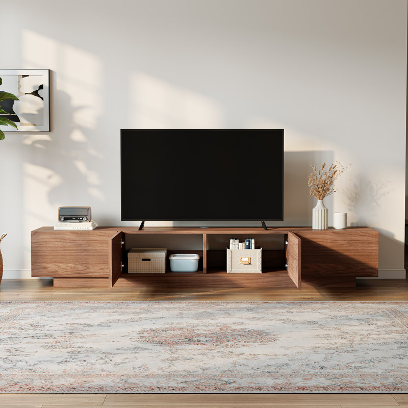 Modern TV Stand Media Console With Drawer Storage, Walnut