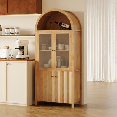 71" Tall Arched Kitchen Pantry Cabinet