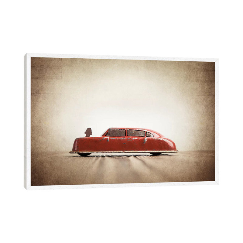Argo Red Car - Print on Canvas, 101.6 cm H x 66.04 cm W, White Framed