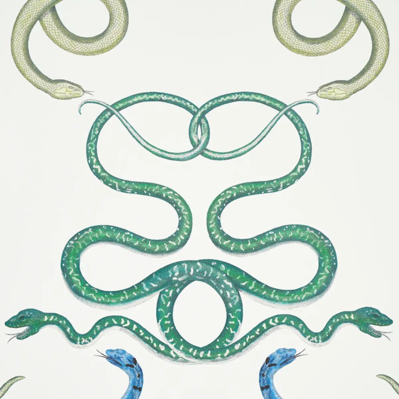 Schumacher x Charlap Hyman & Herrero Giove Wallpaper, Emerald/Sapphire