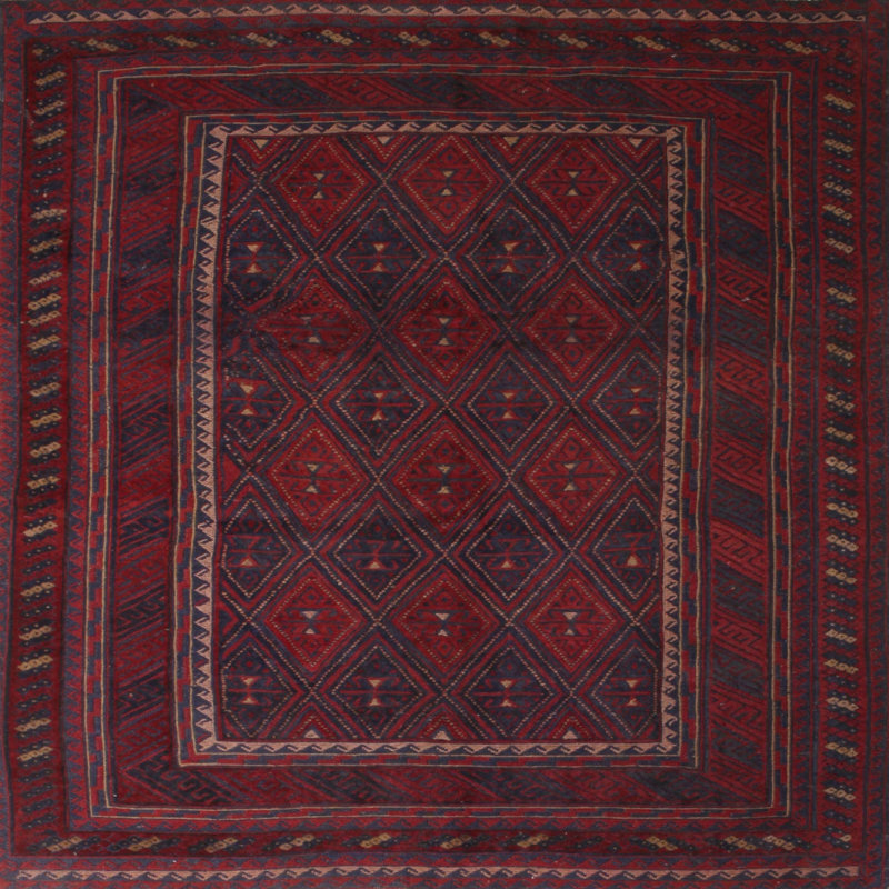 Tapis rouge à motif sud-ouest, Rond 5 pi