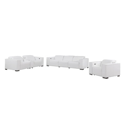 Ensemble luxueux de canapé inclinable, de causeuse et de fauteuil luxueux 7 pièces - 6 fauteuils inclinables en cuir véritable avec appuie-tête électriques