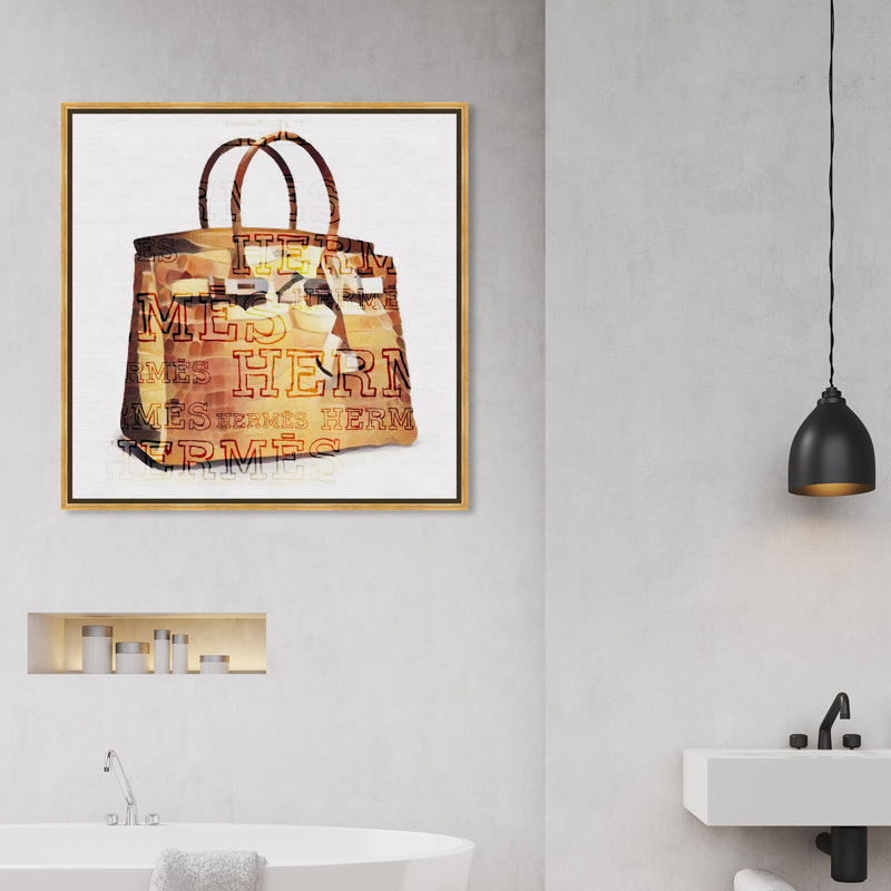 Mode et glamour, le sac à main iconique - peinture sur toile, Cadre flottant doré, H 30 po x l 30 po