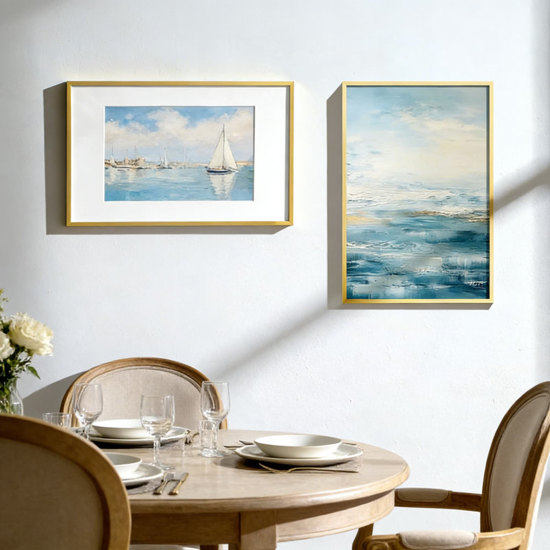 Ensemble de 3 cadres photo 14 x 24 de qualité supérieure avec passe-partout et verre trempé, cadre moderne en métal doré champagne, comprenant un ensemble de fixation murale pour une présentation de qualité galerie