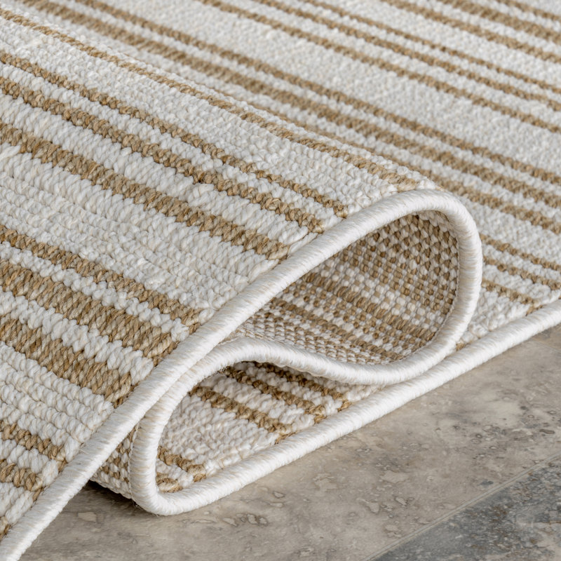  Tapis intérieur / extérieur à rayures Hermine, Rectangle de 5 pi x 8 pi