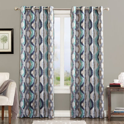 Watercolor Ogee Room Darkening Grommet Curtain Panel