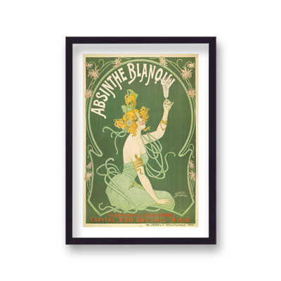 Vintage Absinthe Blanqui Green With Border by Vouvart - Single Picture Frame Print