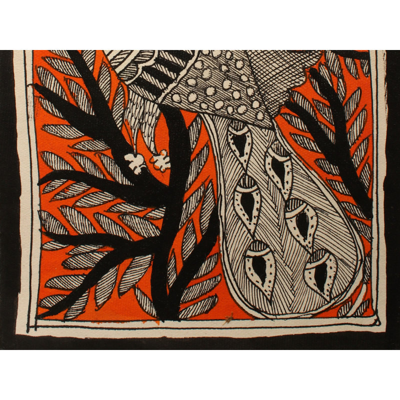 Magnifique paon | Peinture Madhubani | Décoration murale