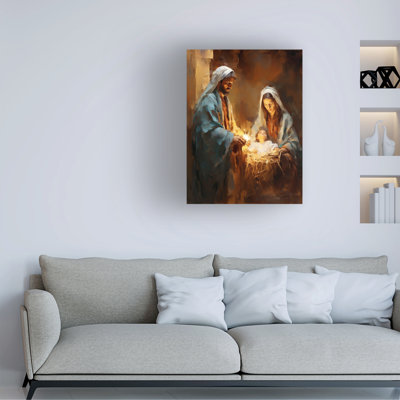 Art mural sur toile tendue - «Jesus, Mary and Joseph» par Imagine It Images pour décor de salon, de chambre à coucher ou de bureau - 35 x 47