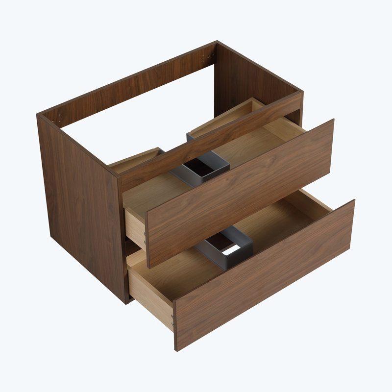 Wall-Mounted Bathroom Vanity (Only the Cabinet Body), Brown Oak, 19.69" H x 29.31" W x 17.94" D