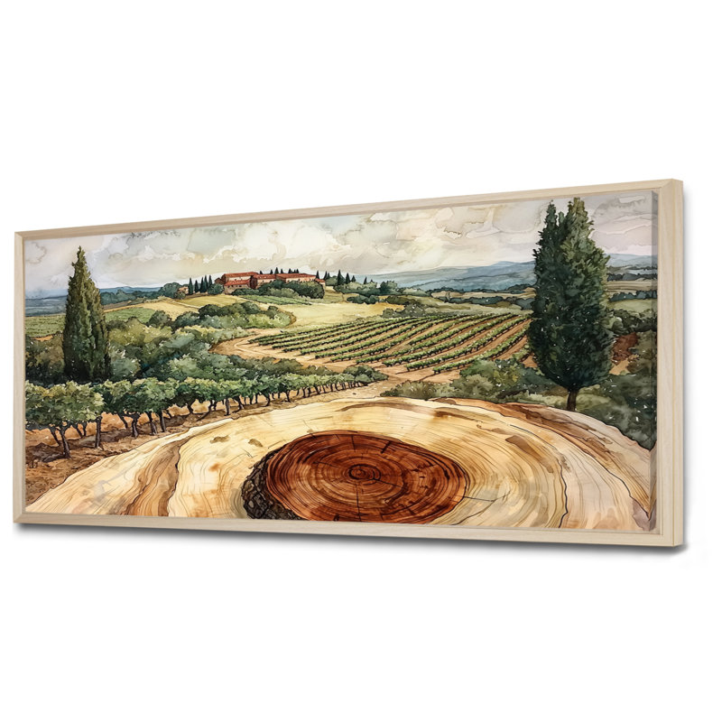 Winn - Vineyard, art mural, H 28 po x l 60 po, Impression encadrée flottante, Crème, crème