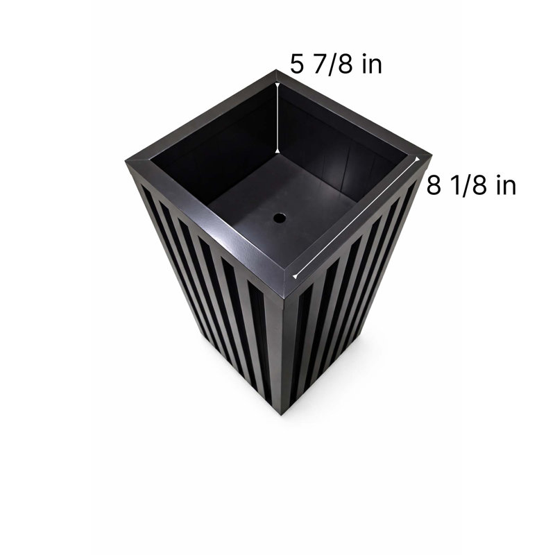 Square Grove Column Planter - Black, Black