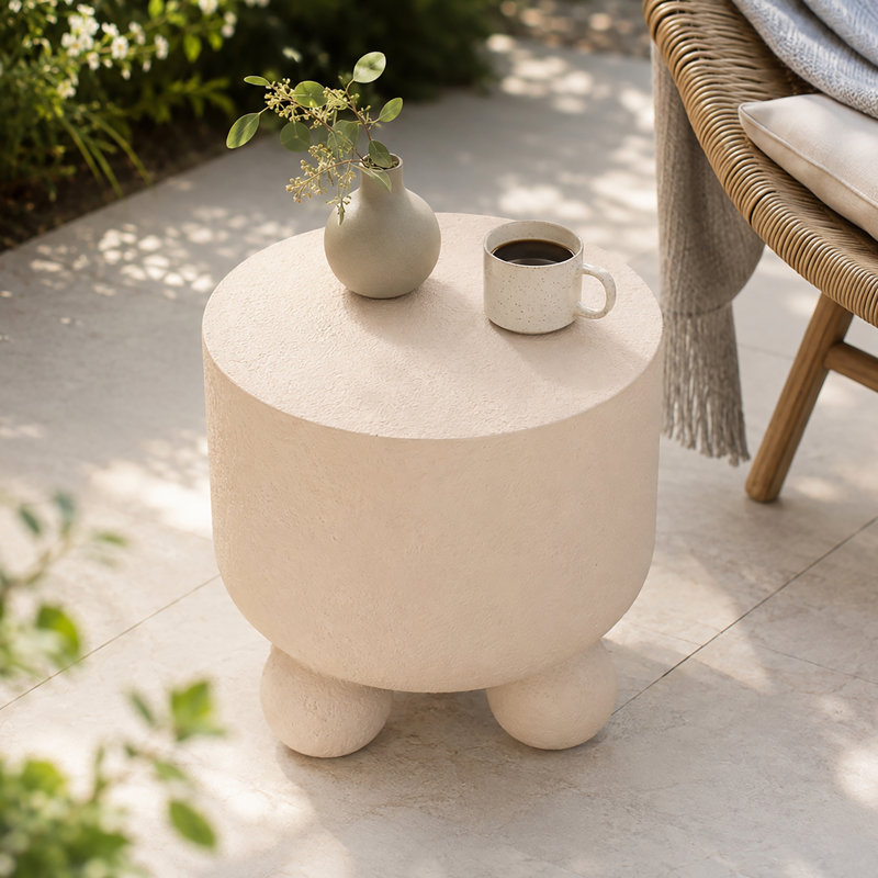 Table d'appoint ronde en béton pour terrasse