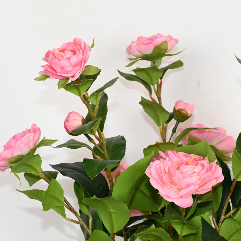 Arrangement floral de pivoines artificielles de 28 po dans un vase en verre