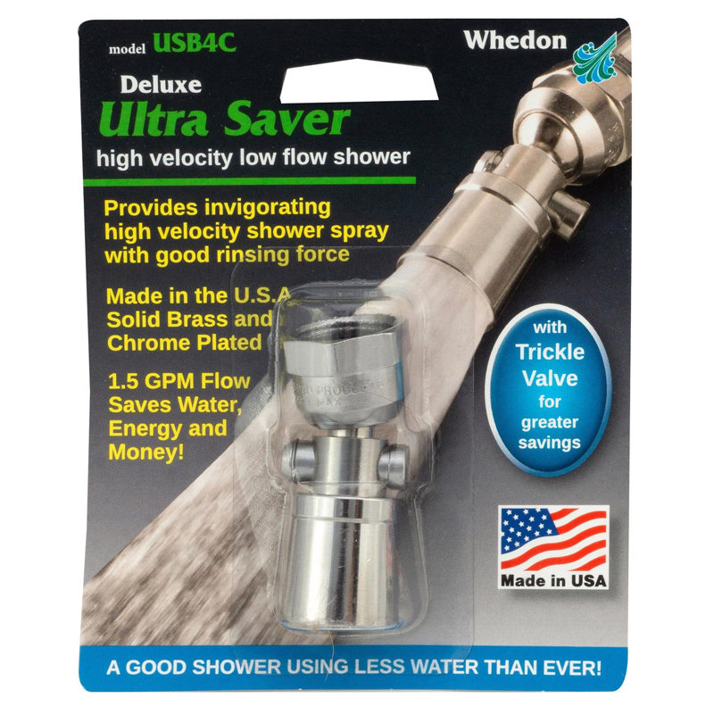 Whedon Chrome Brass 2-Setting Water-Saving Showerhead