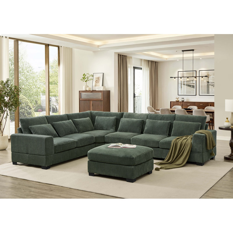 Canapé modulaire Laguna, Velours côtelé vert