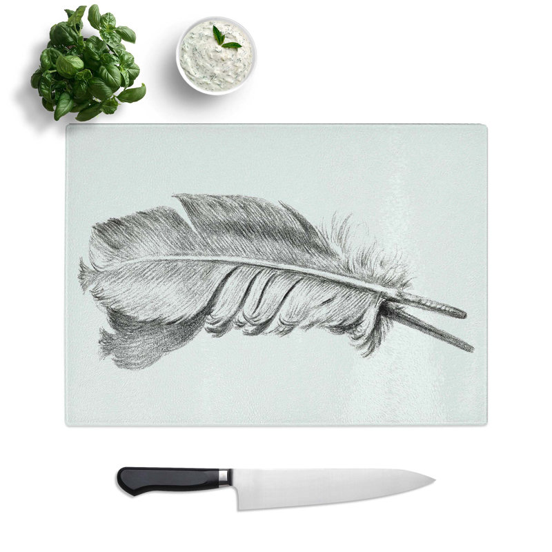 Glass Feather by Jean Bernard Chopping Board, 39 cm W x 28.5 cm L