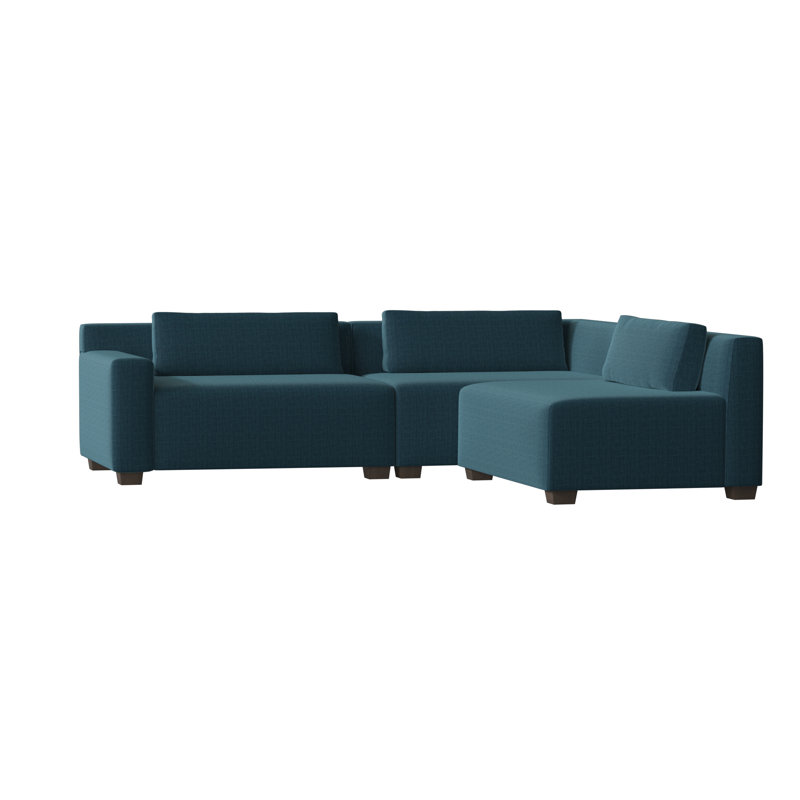 Alisa 3 - Piece Chaise Sectional with Ottoman, Brown Mahogany, Bella Black Performance Velvet