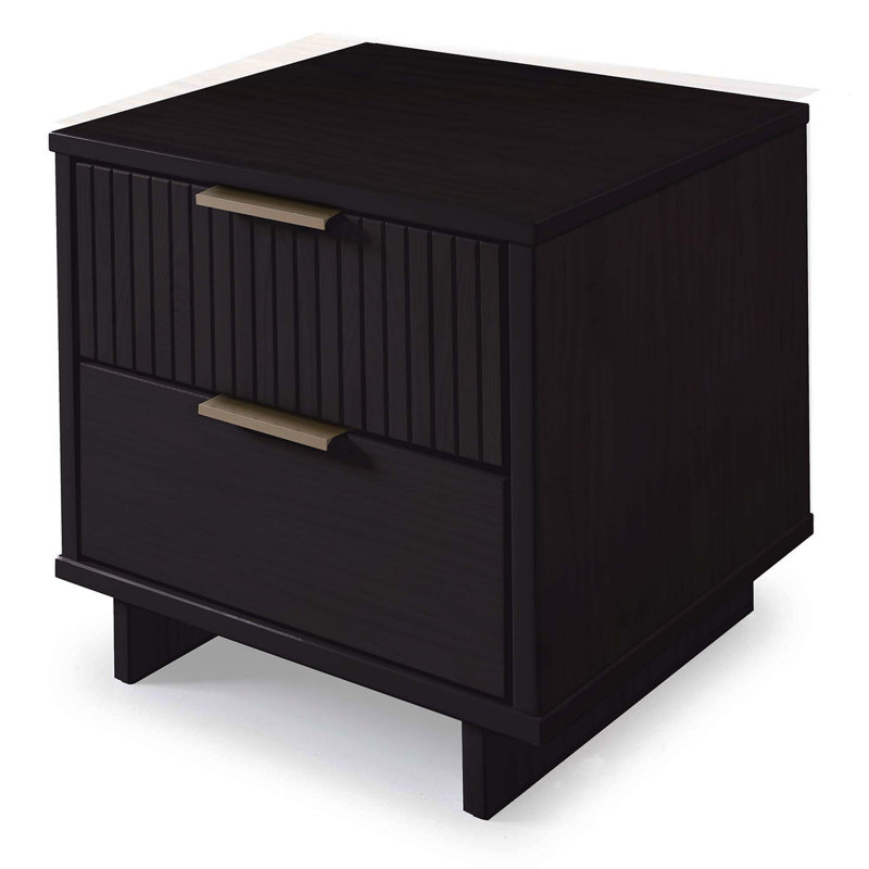 Granville 18" Nightstand In Black (2-Drawer), Black