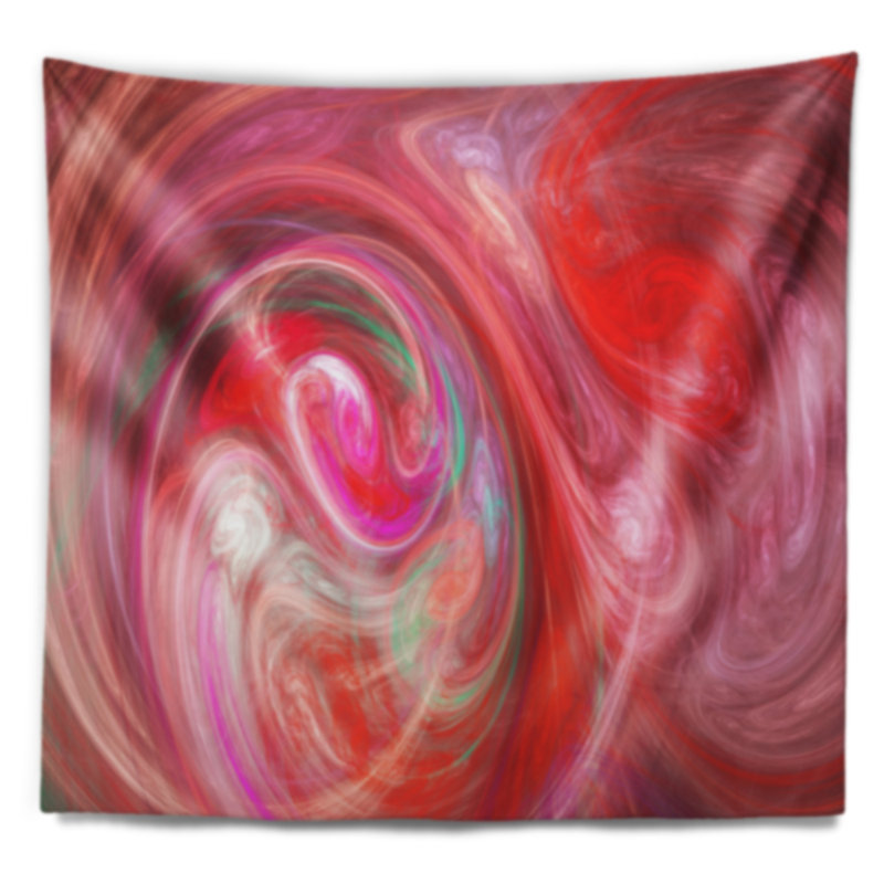 Motif fractal à motif fractal rouge avec cercles abstraits tapisserie, H 78 po x l 92 po