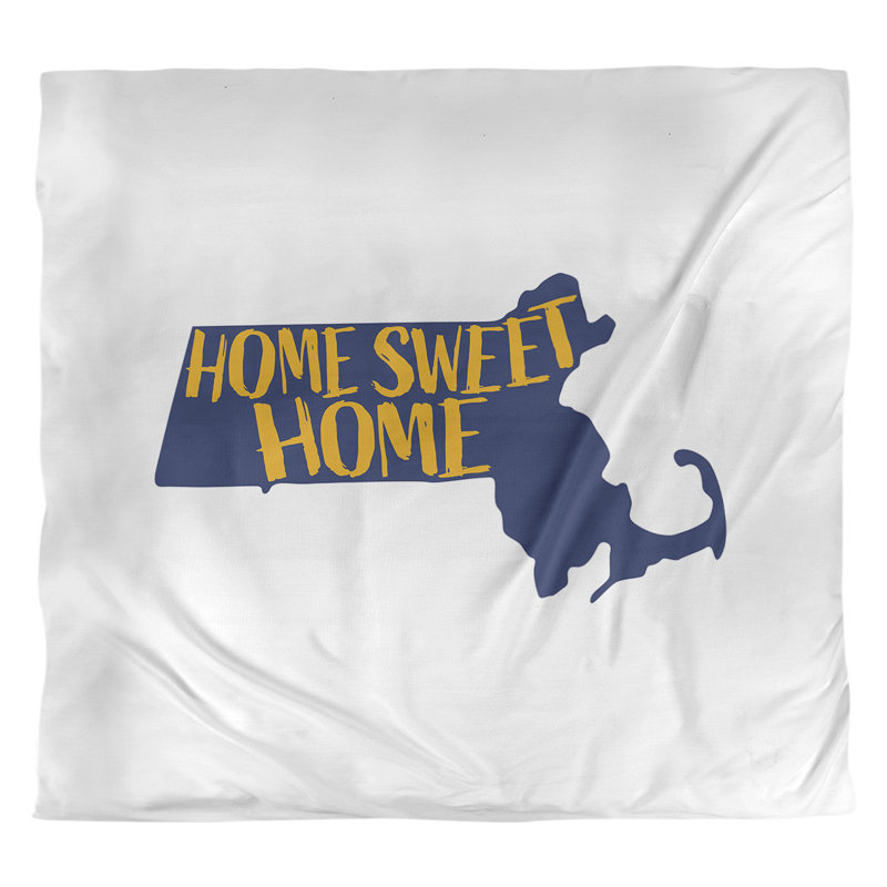 Massachusetts Modern & Contemporary Duvet Cover, King Duvet Cover, Navy/Yellow, Microfiber