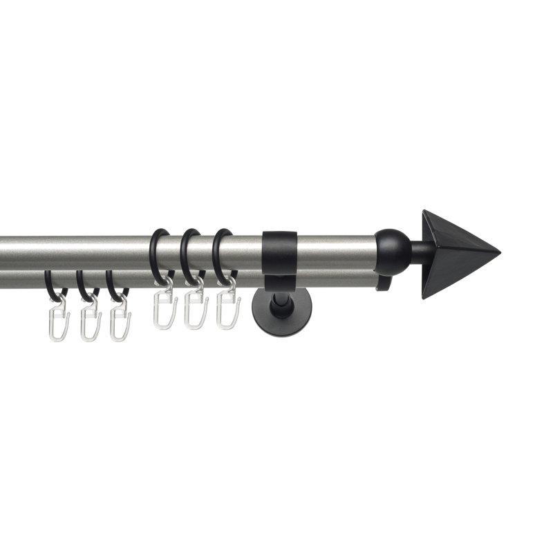 Arnak Lance Spear Curtain Rail, 3cm H x 130cm W x 20cm D, Black/Silver