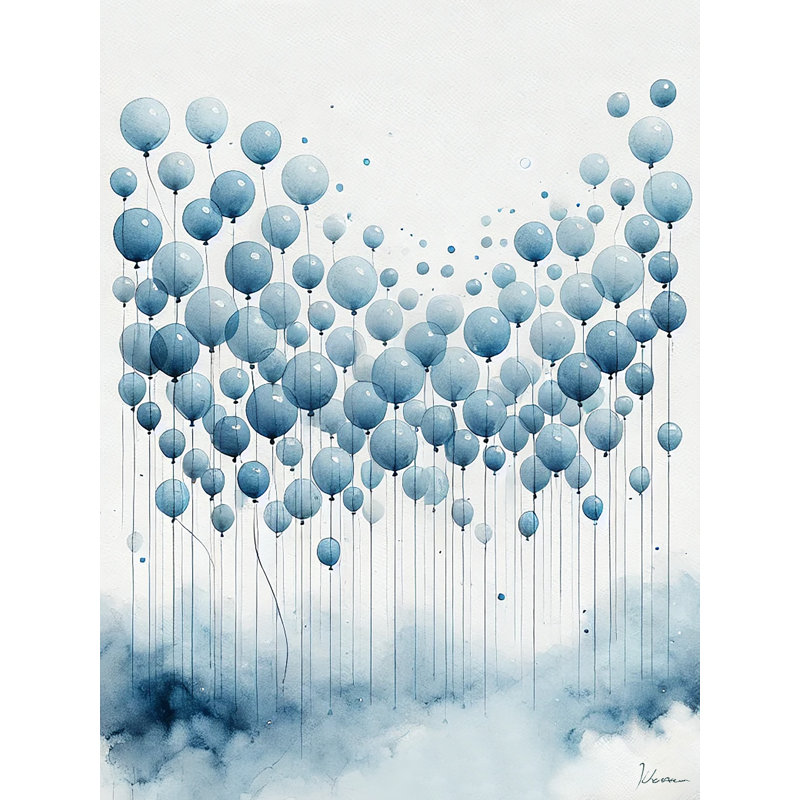 «Blue Balloon Ascension», impression sur toile, H 16 po x l 12 po