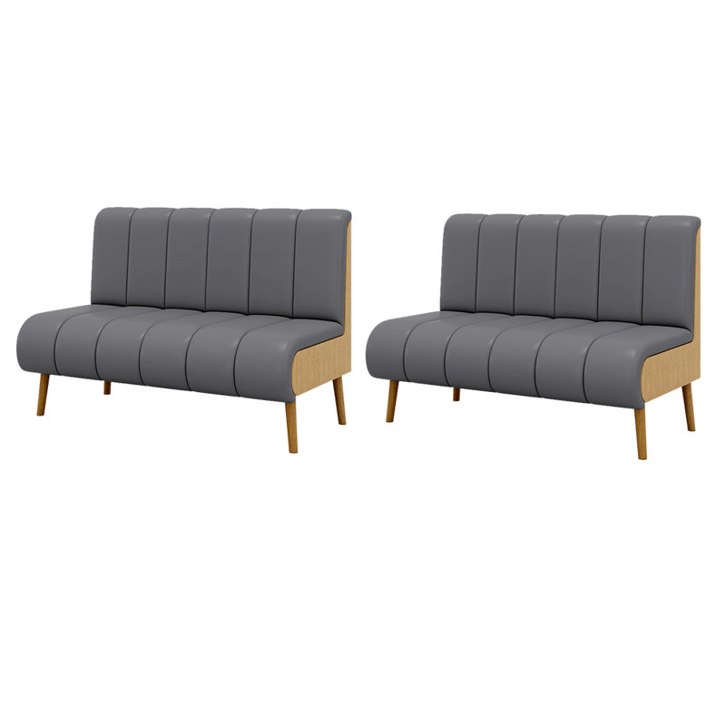 Modern Simple Cafe Dessert Shop Restaurant Bench Faux Leather Upholstered Bench, Gray