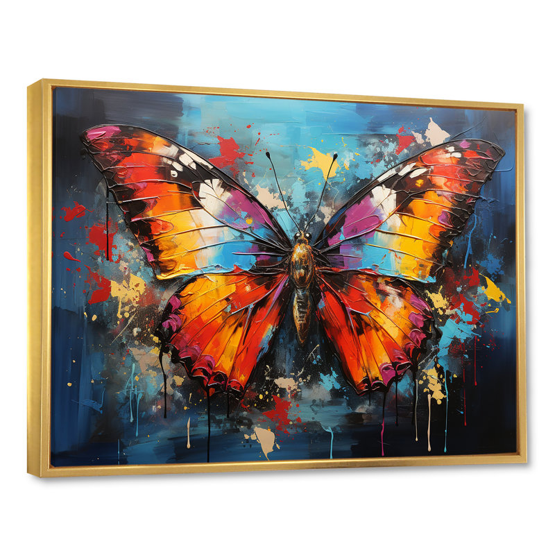 Bold Pop Colors Infuse Butterflies With Energy Ace38f66 - Butterfly Canvas Art Print, 16" H x 32" W, Cadre flottant doré