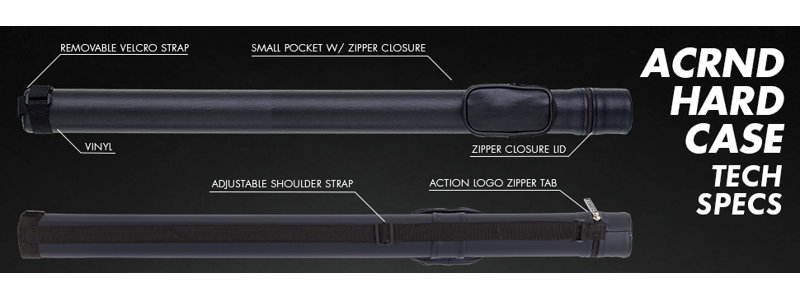 Action ACRND 1x2 Round Hard Pool Cue Case Billiard Stick Bag Billiards Cues, Blue