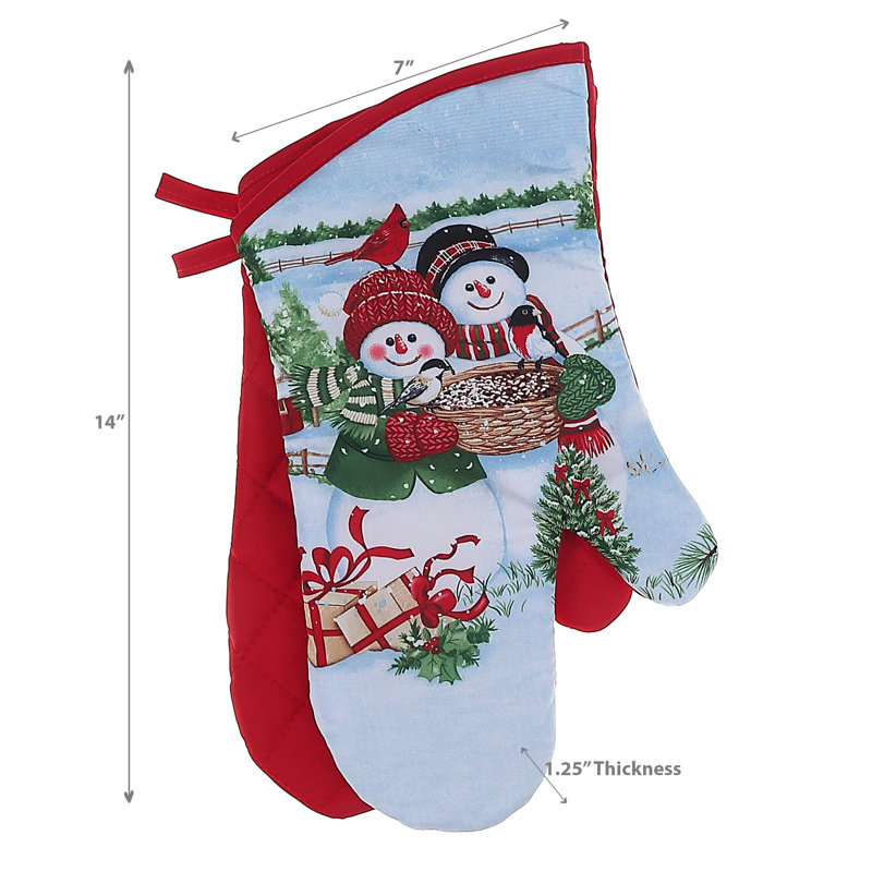 Ensemble de gants de cuisine en mélange de coton 2 pièces Snowman Couple Ih Casadecor