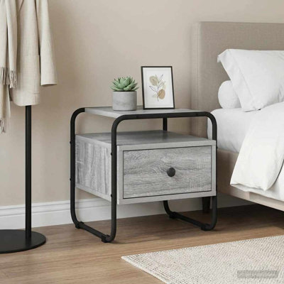 40 cm W Galvanised Steel Bedside Table