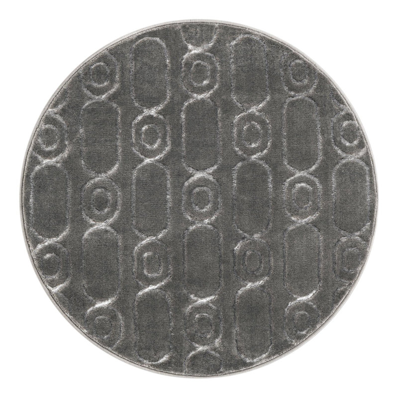 Latitude Run® Column Nikica Rug Gray and Silver, Round 3'1"