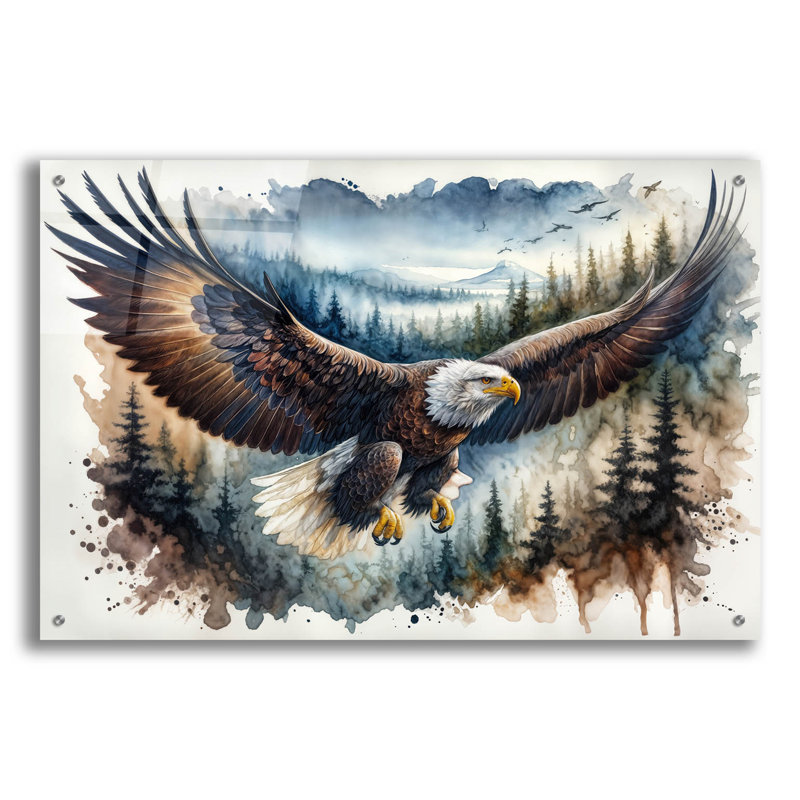  «Soaring Bald Eagle 2» par Rey Klimt, art mural en verre acrylique, 36 po x 24 po