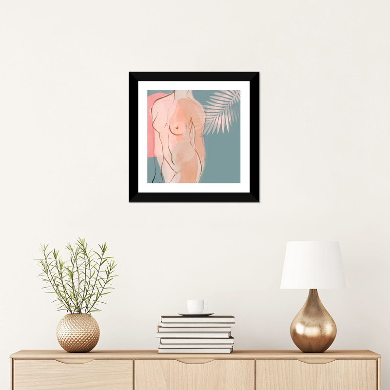 «Nude Minimal» par Ana Rut Bré - impression d'art graphique, Papier encadré noir, Blanc, H 16 po x l 16 po x p 1 po