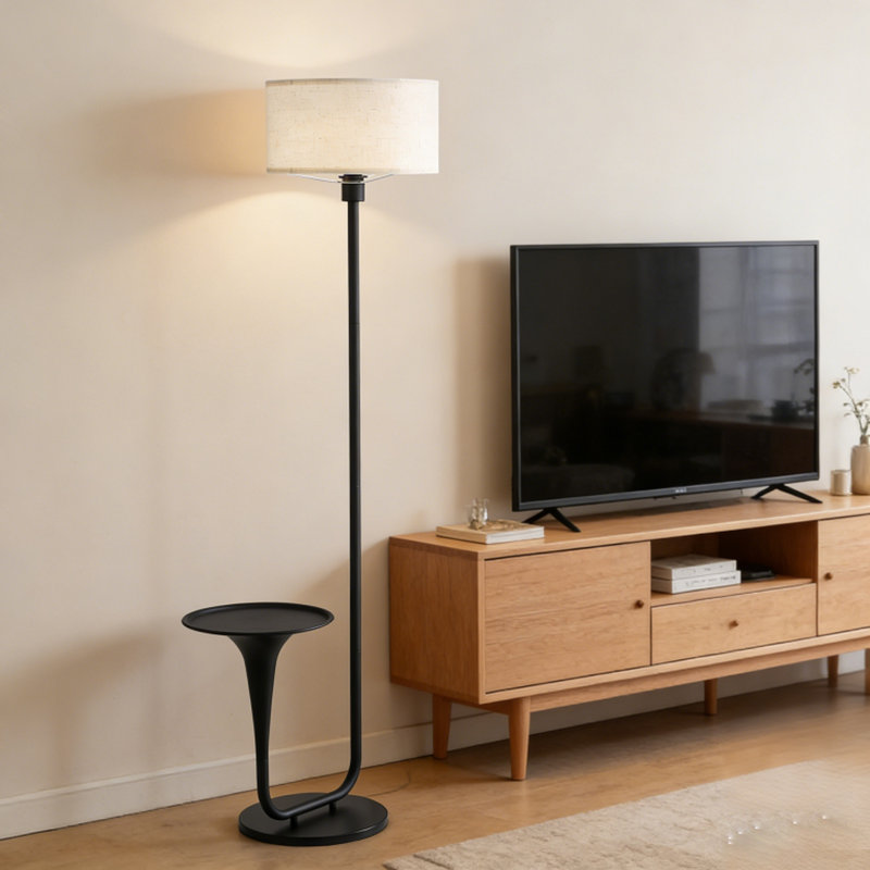 Lampe sur pied industrielle 57,5 "avec plateau intégré 57,5"
