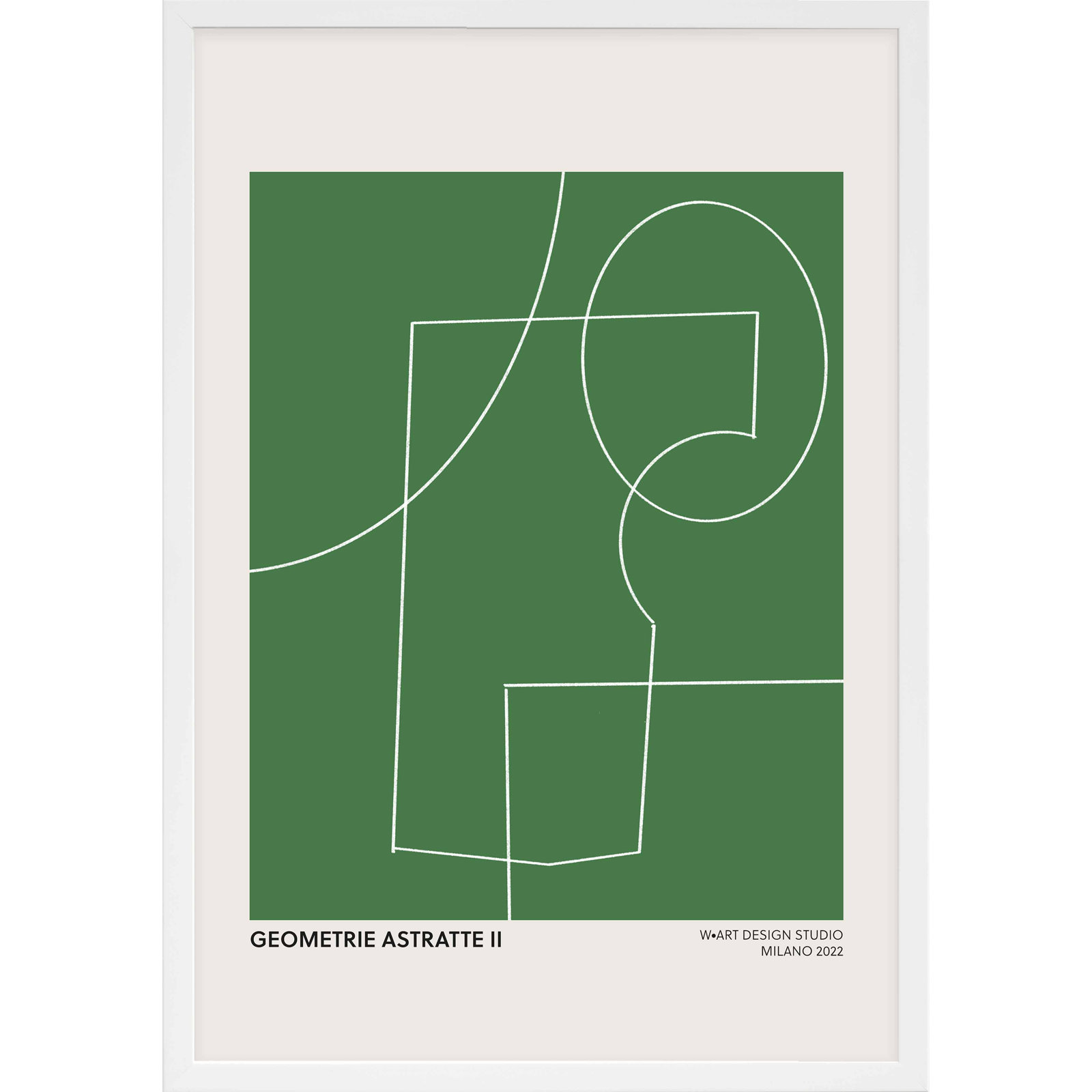 Caila "Geometric Abstraction in Green" Print, White, 50" H x 35" W x 1.25" D