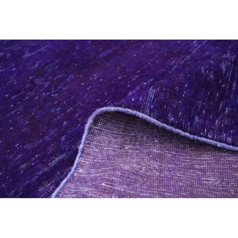 Tapis décoratif mauve en laine noué à la main de conception unique noué à la main des années 1980 9 pi 10 po x 12 pi 9 po