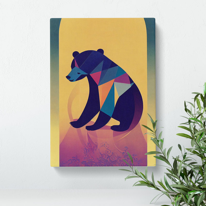 XV1022-3756X Resting Bear Abstract - Print, Wrapped Canvas, 50cm H x 35cm W, No Matte