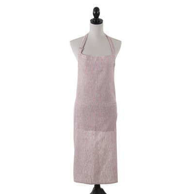 Linen Blend Striped Kitchen Apron – Adjustable Neck Strap, Lightweight Cooking Apron with Front Pocket for Baking, Cooking and Everyday Kitchen Use