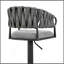 Tabouret de bar ou de comptoir pivotant réglable Blaise en métal noir avec tissu gris et similicuir