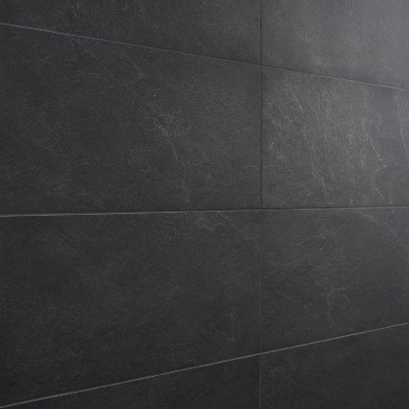 Era 12x24 Matte Limestone Look Porcelain Tile, Charcoal Black