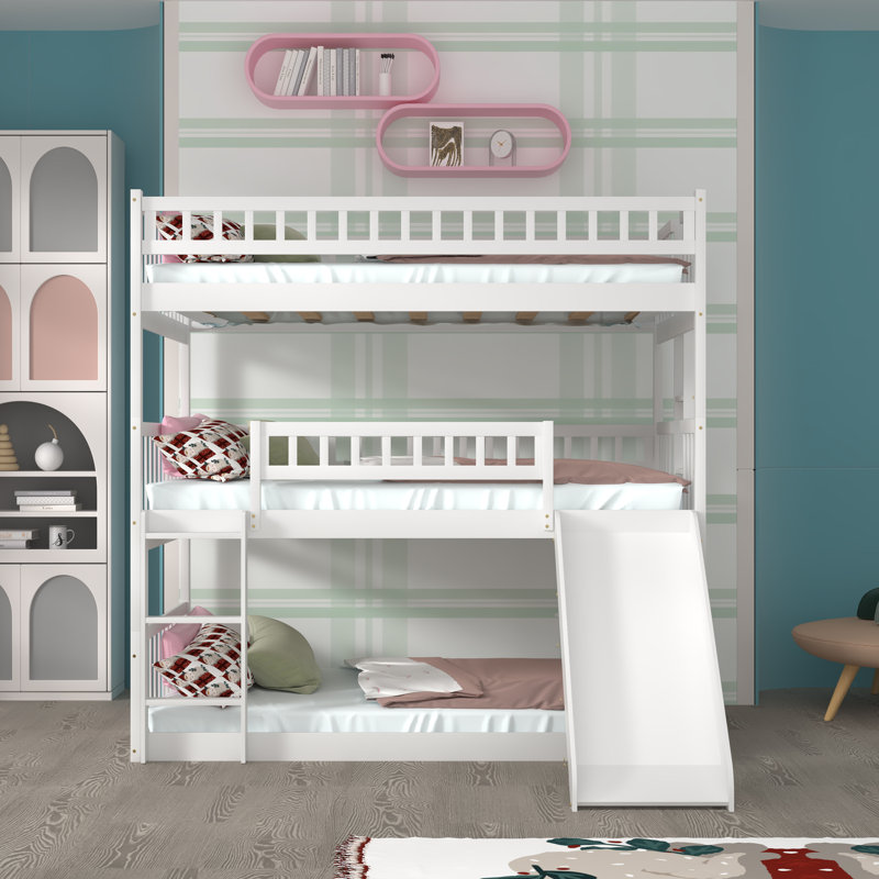 Gavro Kids Full Over Full Over Full Bunk Bed, White