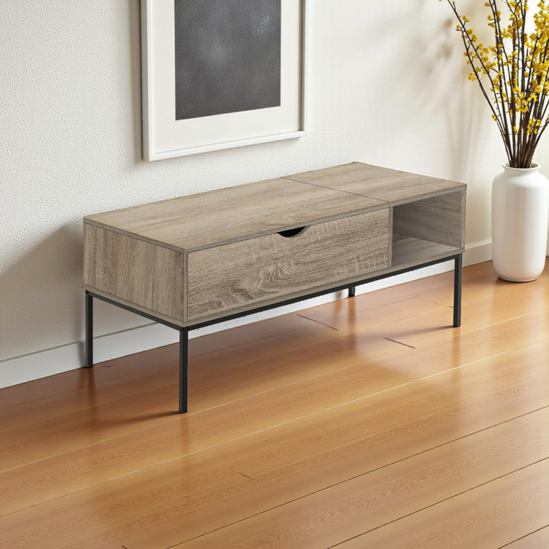 Table basse rectangulaire à 1 charnière et à 1 tablette Christopher H 17,72 po x l 41,88 po x P 19,79 po Christopher