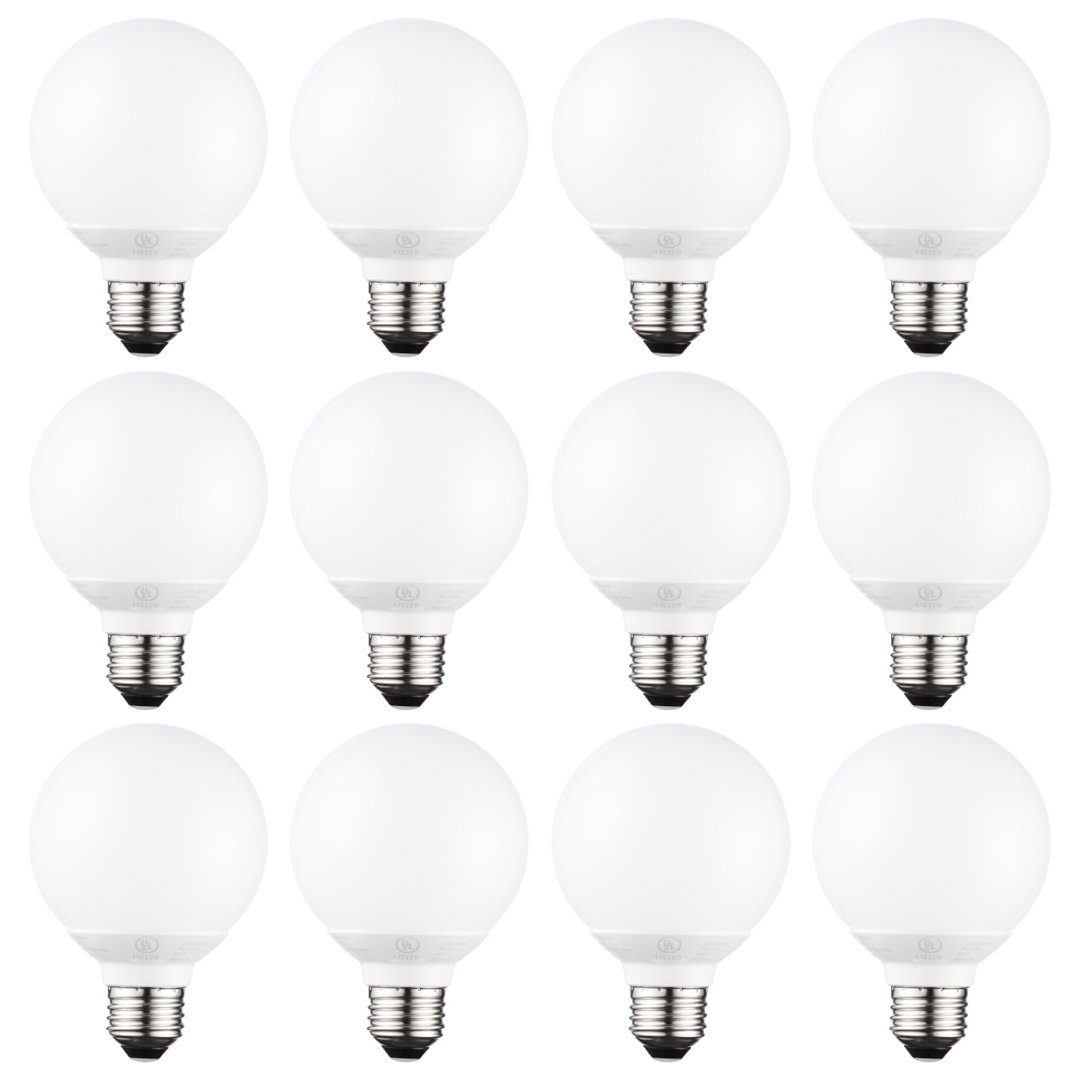 G25 LED Vanity Globe Light Bulbs, 40W Equivalent, E26 Base, 5000K Daylight (Set of 12) TORCHSTAR