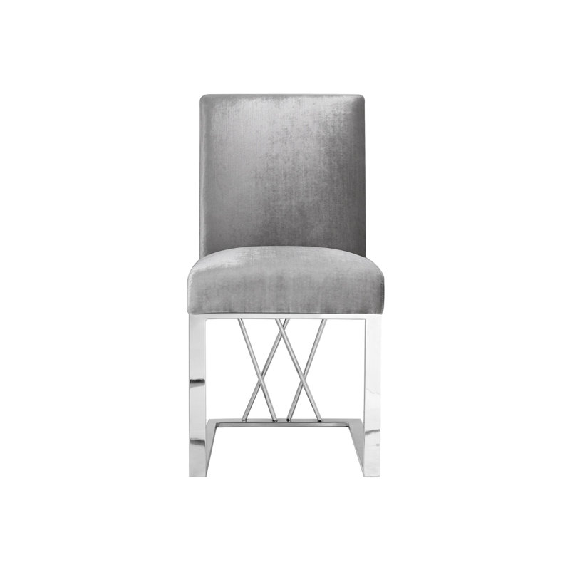 Chaise d'appoint rembourrée Nefi, Gris clair, Chrome chrome