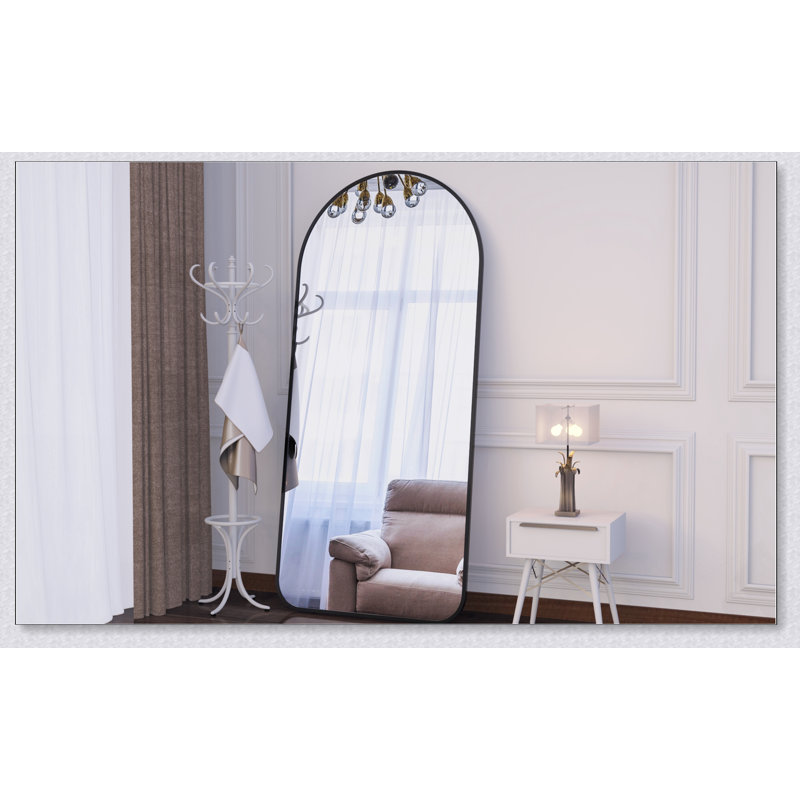 67*40 Inch Full-Length Mirror, Square Large Hanging Mirror, Oversized Floor Mirror For Bedroom And Living Room, Metal Frame With Wheels